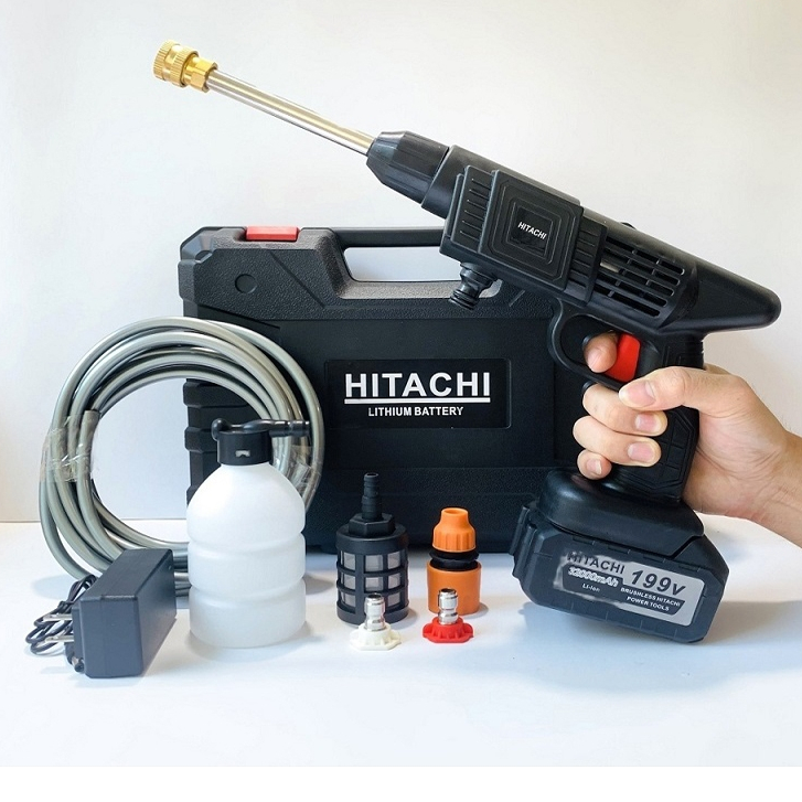 [Mã INBAU404 giảm 40K đơn 249K] Máy Rửa Xe Cao Cấp Cầm Tay 199V Không Dây Chính Hãng Đa Năng Áp Lực Nước Mạnh TVQ Store