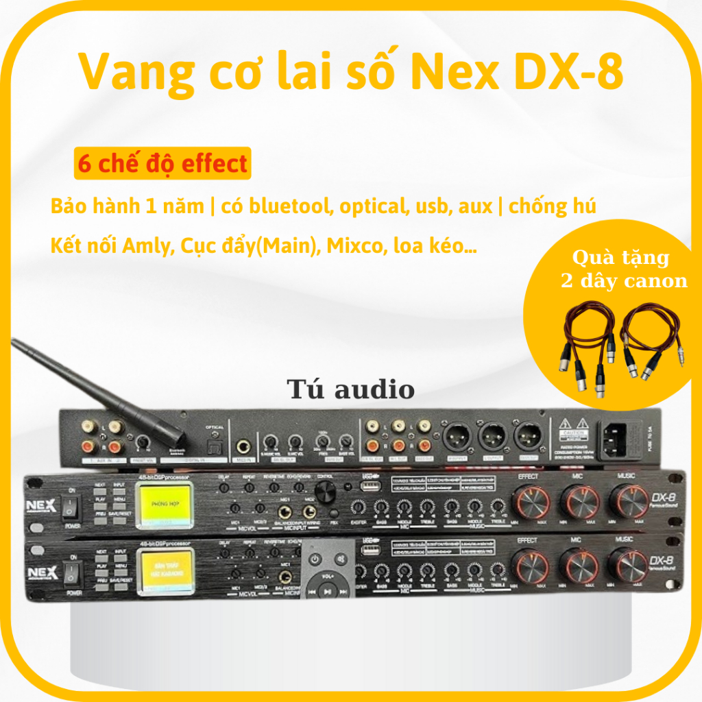 VANG SỐ LAI CƠ NEX DX8 - Sản phẩm nhập khẩu loại 1 năm 2023 với 7 chế độ effect. tặng dây canon