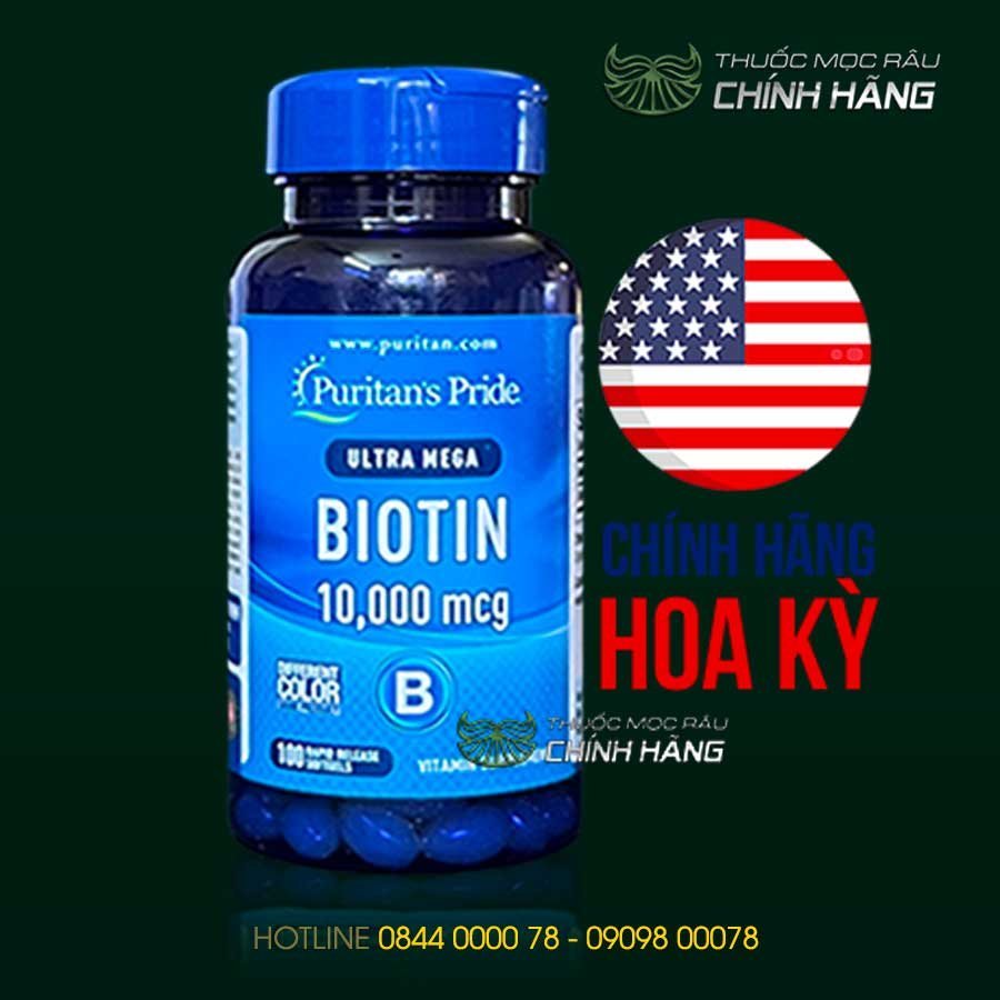 Puritan's Pride Ultra Mega Biotin 10000 mcg 100 viên của Mỹ
