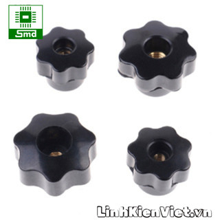 Núm vặn hoa mai 5 cánh ren âm, tay vặn nhanh vỏ nhựa m4 m5 m6 m8 m10 ốc vặn đầu nhựa tiện dụng đầu bịt lỗ thông