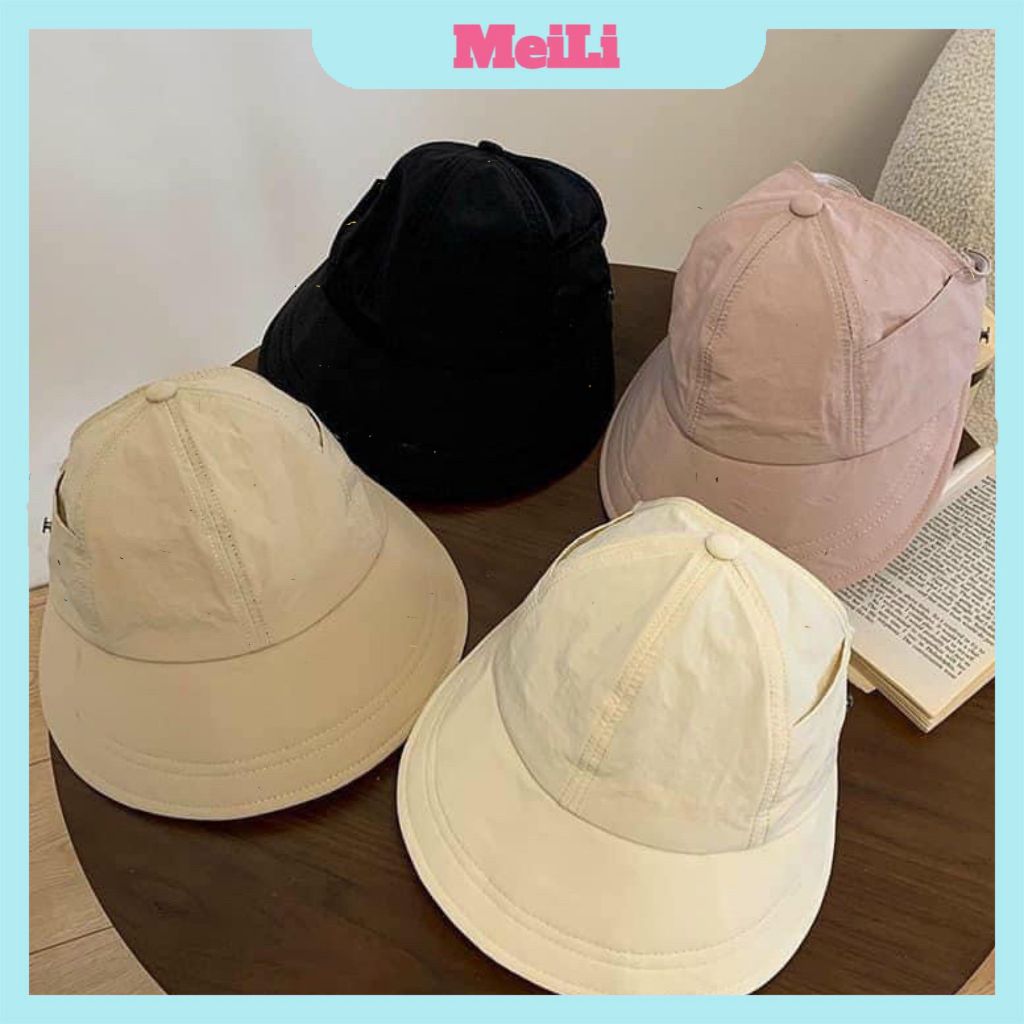 Mũ bucket có nút đeo khẩu trang- Mũ nón hở đầu chống nắng, chống tia UFP50+  thời trang vải mềm Uzzlang.