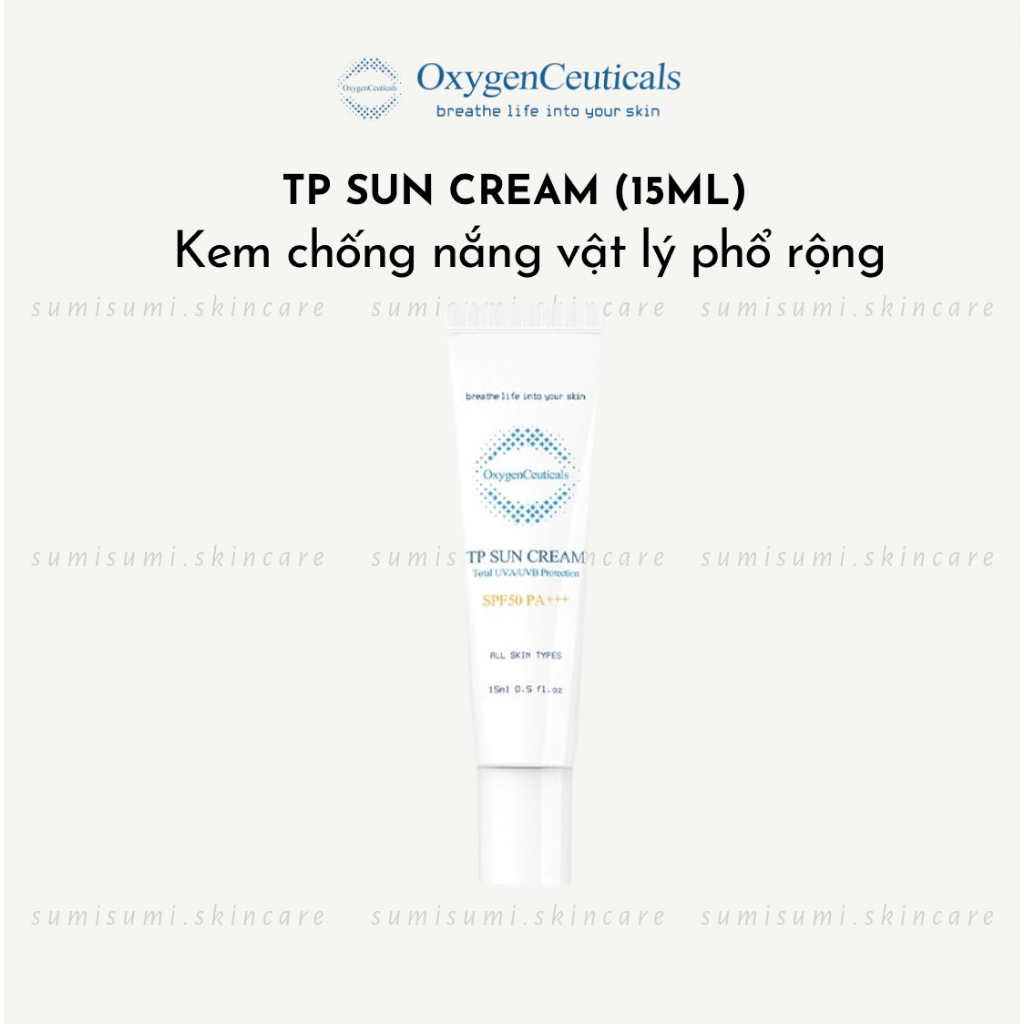 (Oxygen Ceuticals) Kem chống nắng vật lý phổ rộng TP Sun Cream SPF50 PA+++ 15ml