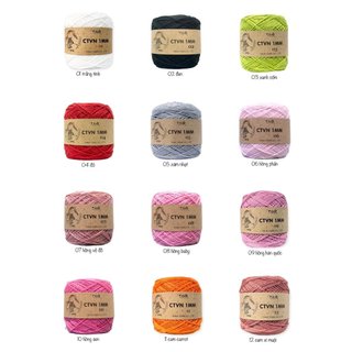 Len sợi cotton VN sợi 1mm mác THHX cuộn 100g làm túi,áo mũ mùa hè