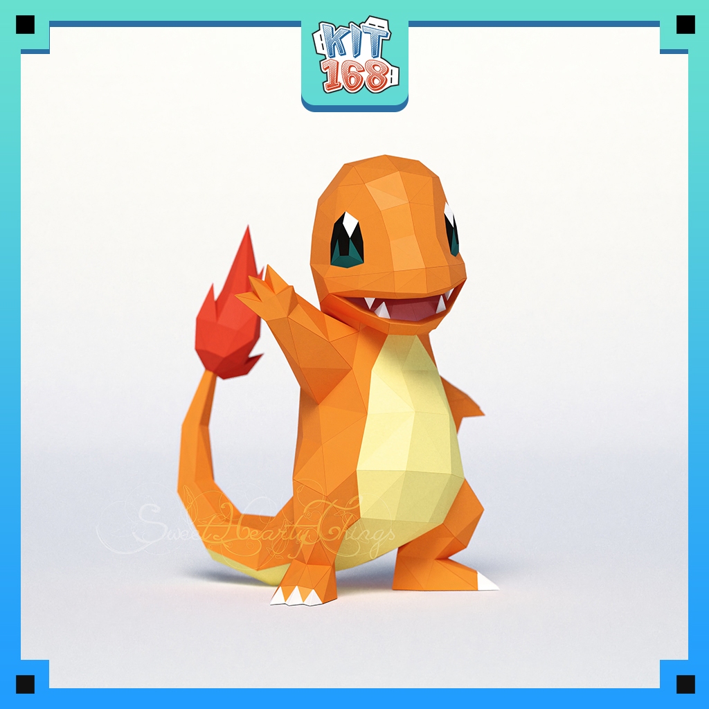 Mô hình giấy Anime Game Pokemon Charmander Polygon