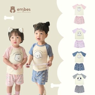 Bộ quần áo cộc tay cho bé trai bé gái Embes chất thun tăm mềm mịn từ 6 tháng đến 4 tuổi