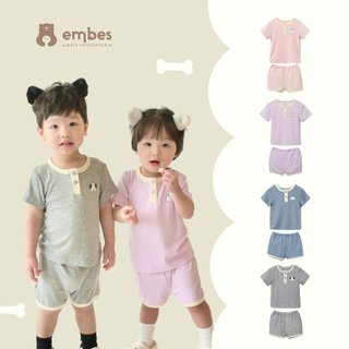 Bộ quần áo hè Embes, bộ cộc tay phối khuy cho bé trai bé gái từ 6 tháng đến 4 tuổi