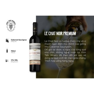 Vang Đỏ Ngọt Le Chat Noir Premium, 11%vol (NHÃN MỚI, nút vặn)