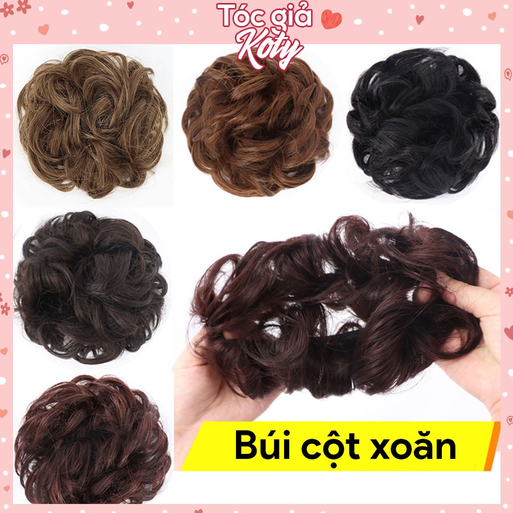 Tóc giả búi cột xoăn Koty, tóc búi giả buộc xoăn trung niên dễ dàng sử dụng TG7
