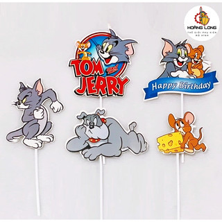 Mẫu Tom và Jerry - Que Giấy trang trí Bánh kem, Topper trang trí Bánh Sinh nhật, Sự Kiện (phụ kiện Hoàng Long)
