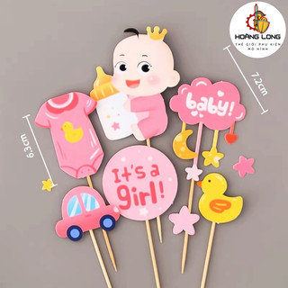 Mẫu Thôi nôi, Đầy tháng - Que Giấy trang trí Bánh kem, Topper trang trí Bánh Sinh nhật, Sự Kiện (phụ kiện Hoàng Long)