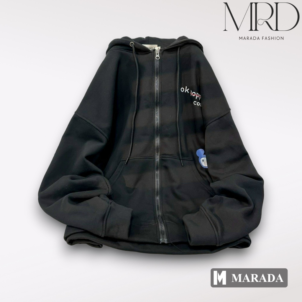 Áo khoác nỉ POPPOP hoodie zip có nón 2 lớp dây kéo phao chống nắng, giữ ấm khoác thu đông - MARADA