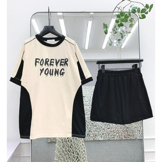   Set bộ đùi chất cotton su form rộng tay lỡ - Forever young