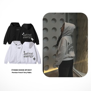 Áo Khoác Hoodie Zip ÉTIENNE Form Boxy In Nổi Nỉ Chân Cua Cao Cấp Local Brand