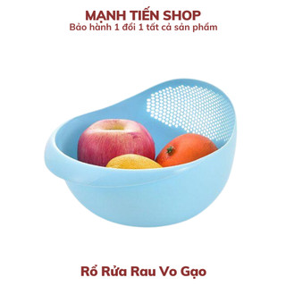 Rổ Nhựa Tròn To Có Lỗ Thoát Nước 2in1- Rổ Rửa Rau Vo Gạo Đỗ Thông Minh