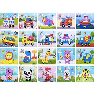 Tranh dán xốp 3d xé dán cho bé 17x12cm - đồ chơi trí tuệ rèn luyện khéo léo