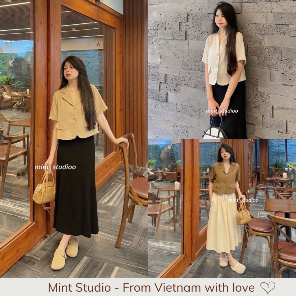 Áo Blazer Dáng Lửng Cộc Tay