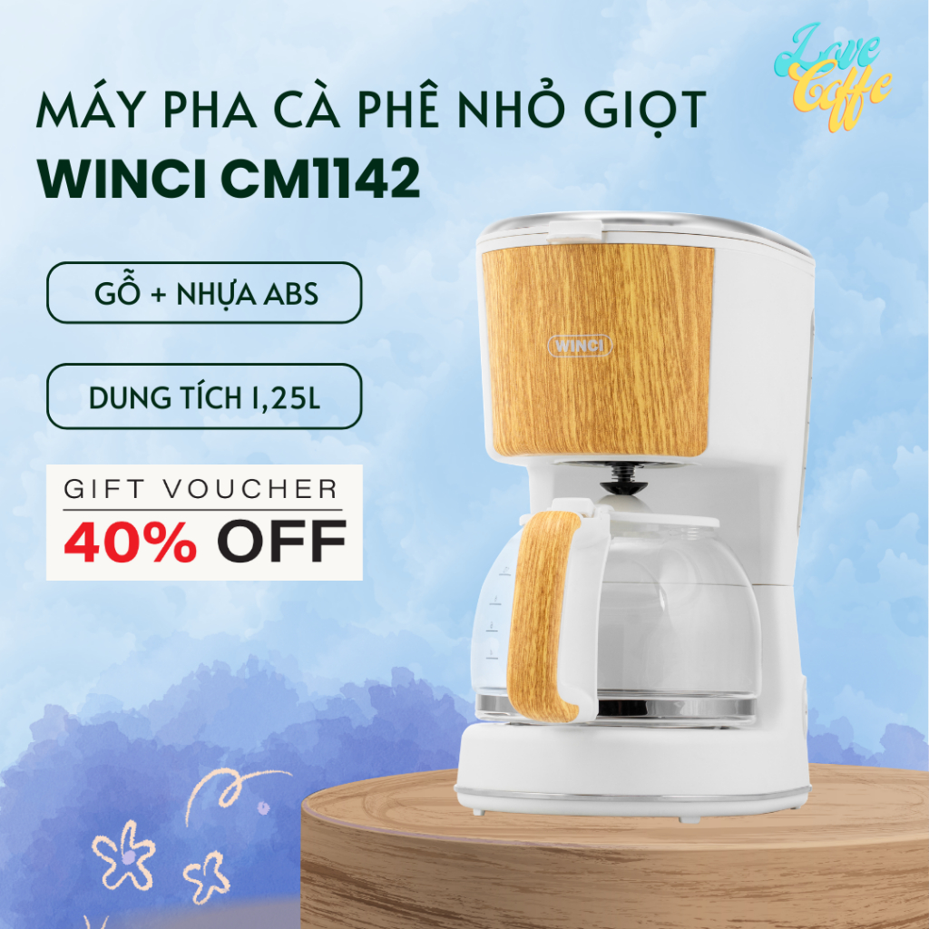 Máy Pha Cà Phê và Pha Trà Tự Động Winci CM1142, Dung Tích 1.25L, Bảo hành 12 tháng
