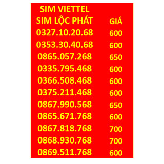 Sim Viettel Số ĐẹpTrả Trước, sim phong thủy 68 cực chuẩn