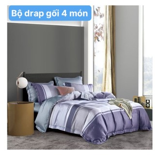 Bộ drap gối Tencel 4 món (drap+3 áo gối} vải nhập Hàn Quốc đỉnh cao mát , mềm mại