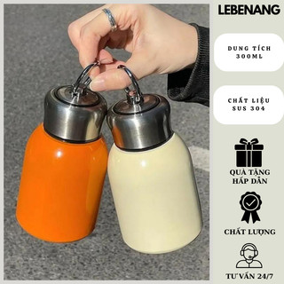 Bình giữ nhiệt Bom 300ml, bình nước mini nắp kín bằng thép không gỉ 304 Lebenang HCOM1483