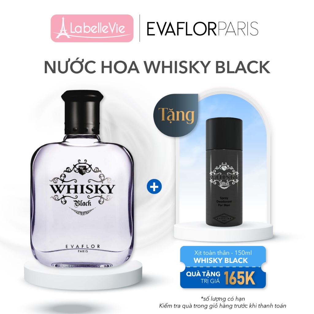 Nước hoa nam Evaflor Whisky Black chính hãng Pháp hương thơm cay nồng mạnh mẽ đậm chất nam tính 100ml