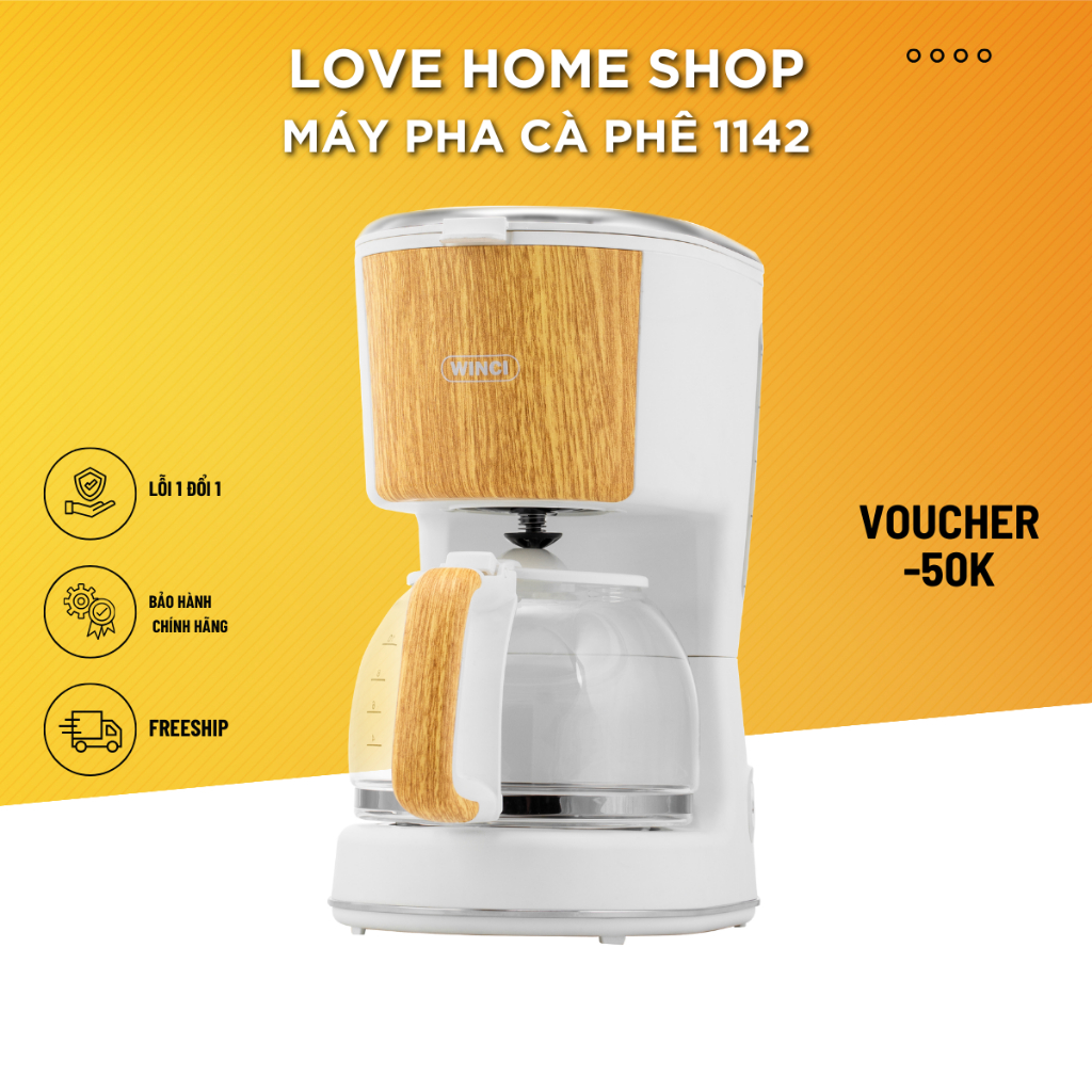 Máy Pha Cà Phê và Pha Trà Tự Động Winci CM1142, Dung Tích 1.25L, Bảo hành 12 tháng