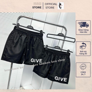Quần Short Gió  Nam GVC Đen In Chữ Trắng Nửa Vòng Ống Quần Logo Sau Cạp Chun Dây Thắt Dành Cho Anh Em Boy Phố Đi Chơi G8