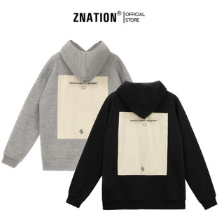 Áo hoodie znation leather hoodie oversize màu đen