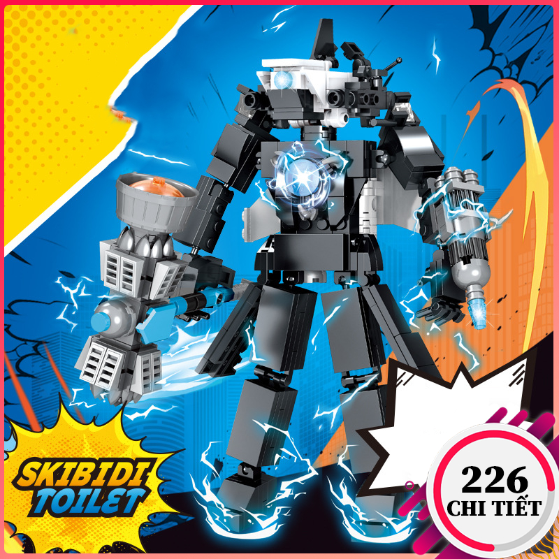 Đồ chơi Lắp ráp Lego Skibidi Toilet 226 Chi Tiết, Lắp ráp Mô hình Lego Skibidi Toilet Titan Warhammer/ Camera Man.
