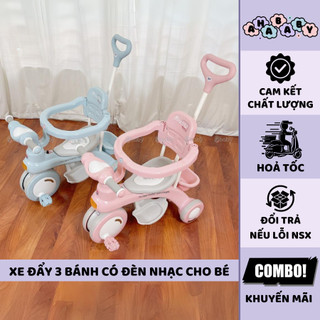 Xe đẩy kiêm xe chòi chân, xe đạp 3 bánh có khung bảo vệ an toàn cho bé 618