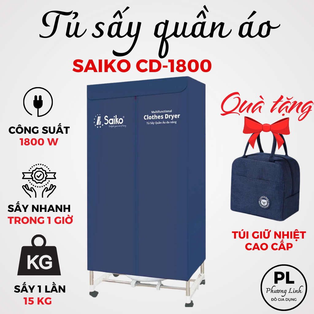 Tủ sấy quần áo đa năng SAIKO CD-1800 - Hàng chính hãng