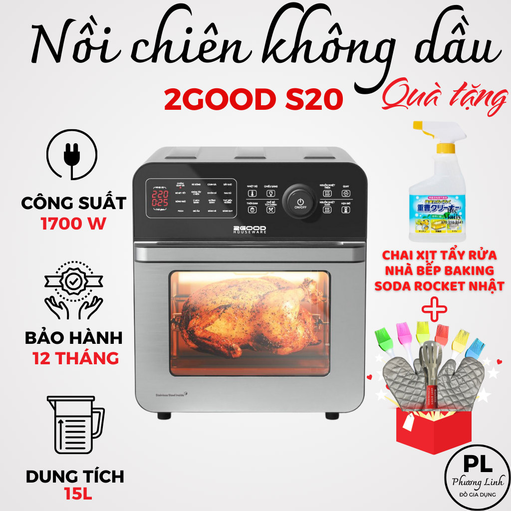 Nồi chiên không dầu 2GOOD S20 - Dung tích 14.5L - Công suất 1700W - Hàng Chính Hãng - Bảo Hành 12 Tháng