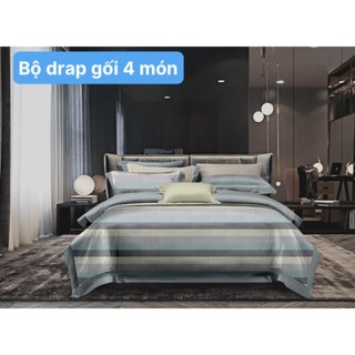 Bộ drap gối Tencel vải nhập Hàn Quốc đỉnh cao mát , mềm mại { drap và 3 áo gối}