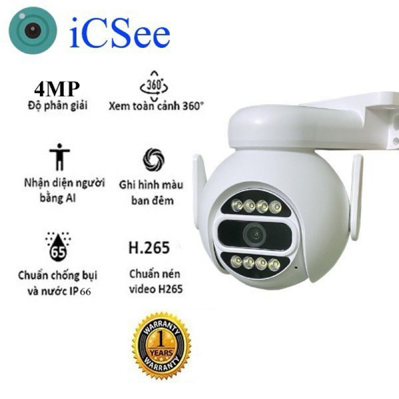 Camera WiFi iCSee Q6 , 4MP, Độ Nét UHD ,Quay Quét  360 Độ, FULL tính năng , BAN ĐÊM CÓ MÀU , CẢNH BÁ