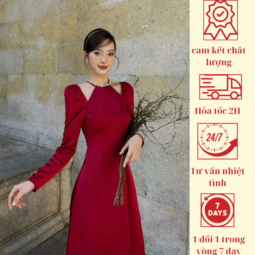 Áo Dài Kết Đá Thiết Kế Cao Cấp Phù Hợp Đi Tiệc, Đi Chơi Tết, Đi Ăn Cưới -THE HANA