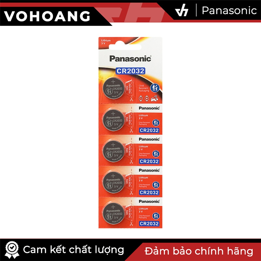 5 viên Pin Panasonic CR2032 Lithium 3V / DL2032 / ECR2032 / GPCR2032