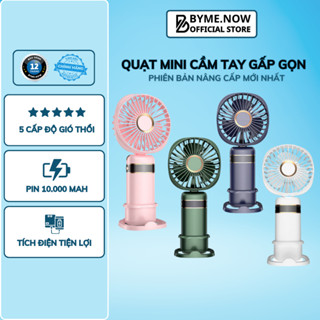 Quạt Mini Cầm Tay Tích Điện Gấp Gọn MUSELOVE 5 Tốc Độ Gió Xoay Linh Hoạt 90 Độ, Có Dây Đeo Cổ, Pin Lớn 10.000mAh QMN11