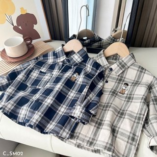 Áo sơ mi chữ đen Embes Kids, áo sơ mi cho bé trai từ 11kg - 31kg