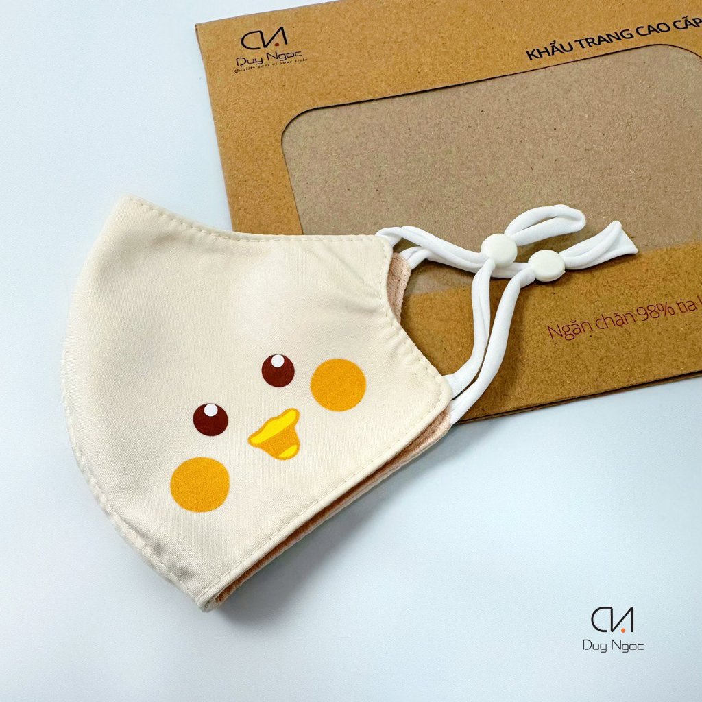 Khẩu trang Vải trẻ em Duy Ngọc - Thú màu cute, phù hợp cho bé 1 đến 3 tuổi, có nút điều chỉnh, an toàn cho da (5418)