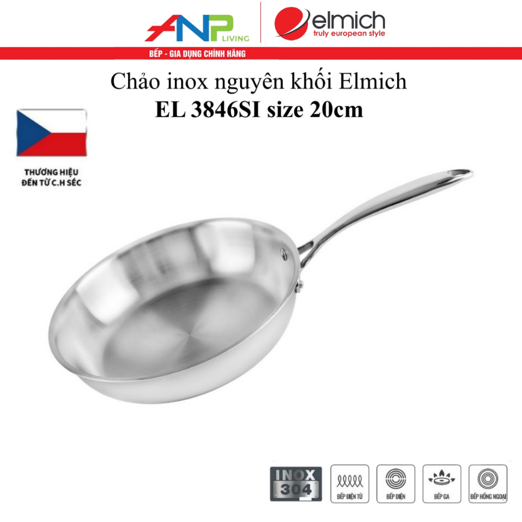 Chảo INOX 3 Lớp Nguyên Khối Elmich Trimax EL-3846SI (Size 20cm)