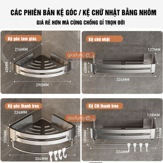 Kệ để đồ nhà tắm - kệ góc nhà tắm ERMO dán tường bằng keo hoặc ốc vít đa năng