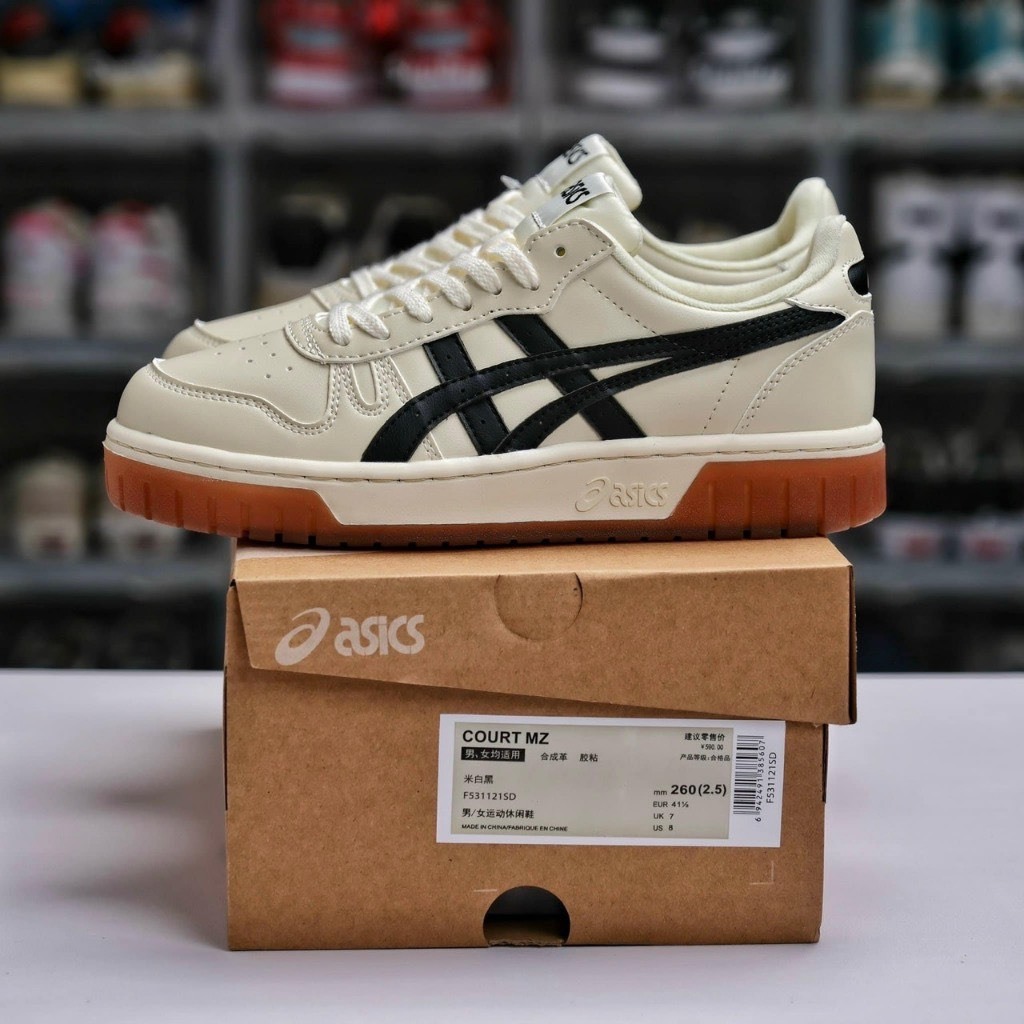 Giày Asics Court MZ Cream Black Gum nam nữ, giày Asics bản cao cấp full phụ kiện | BigBuy360 - bigbuy360.vn