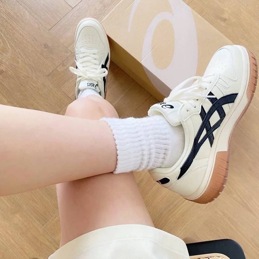 Giày Asics Court MZ Cream Black Gum nam nữ, giày Asics bản cao cấp full phụ kiện | BigBuy360 - bigbuy360.vn
