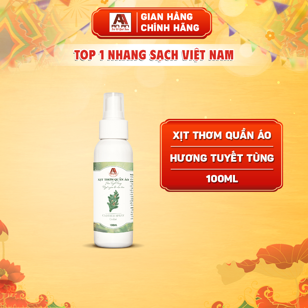 Xịt thơm quần áo AN AN hương hoa Tuyết tùng 100ml hương dịu nhẹ sảng khoải khử mùi quần áo thơm mát cả ngày dài.