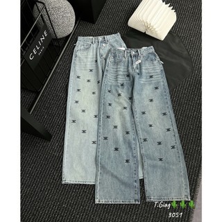 Quần Jean dài ống suôg Celine đính đá nổi, quần bò chất mềm , cạp cao cá tính mẫu mới QCCC LuciK Shop QD0062