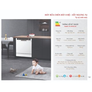Máy rửa chén bát 8 bộ texgio tg-dtw558