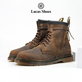 Giày Combat Boots Dr.1460 Crazy Horse (Da Sáp ngựa) Lucas Shoes, Da bò thật cao cổ, đế kếp có khâu bảo hành 1 năm