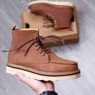  Giày Boots nam Moctoe da bò sáp mộc nâu Lucas Shoes bảo hành 1 năm 