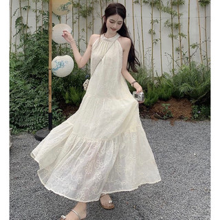 Đầm Maxi Dáng Dài Cổ Yếm Xếp Tầng Bồng Ren Hoa Siêu Xinh Phong Cách Sang Chảnh_ Hàng QCCC Kèm Ảnh Thật