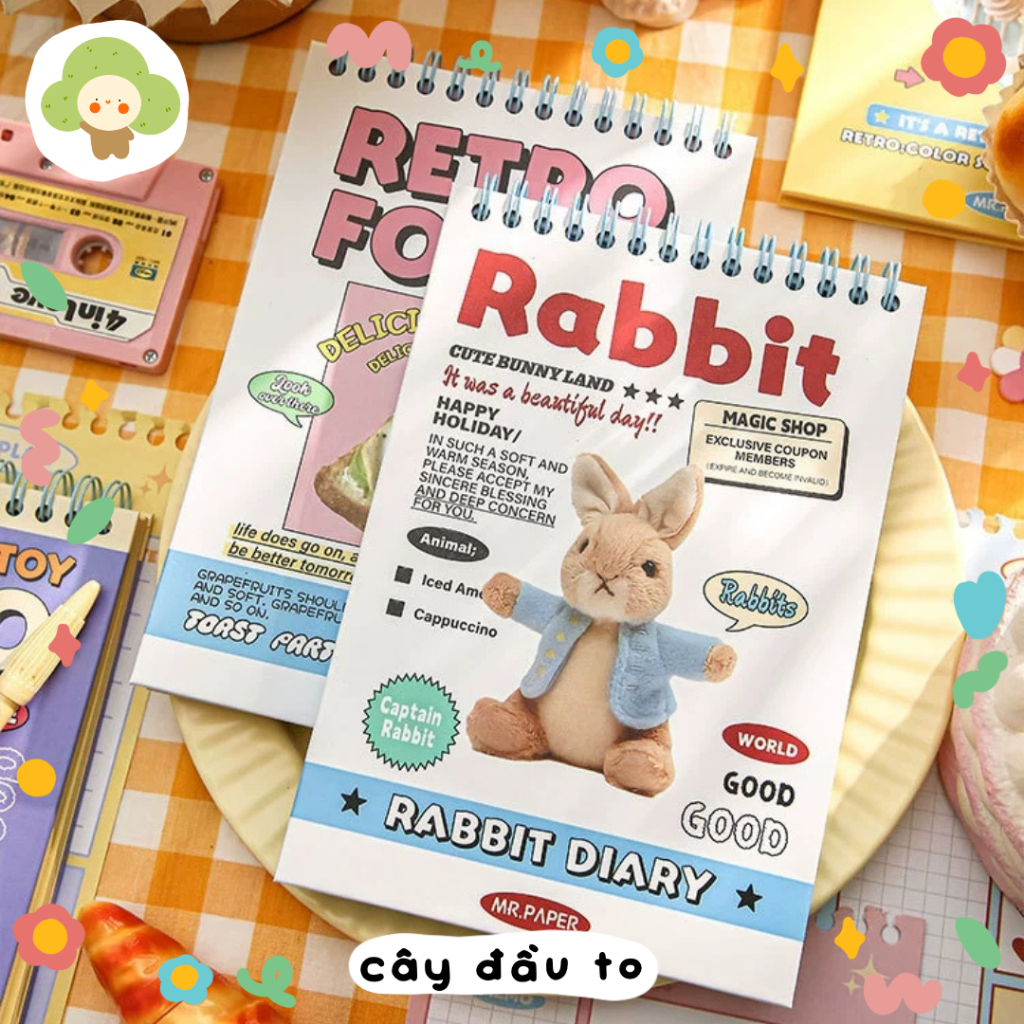 Sổ Tay Lập Kế Hoạch Ghi Chép Daily Planner 120 Trang Size B6 Phong Cách Retro Bìa Sổ Cứng Chắc Chắn Mr.Paper Cây Đầu To